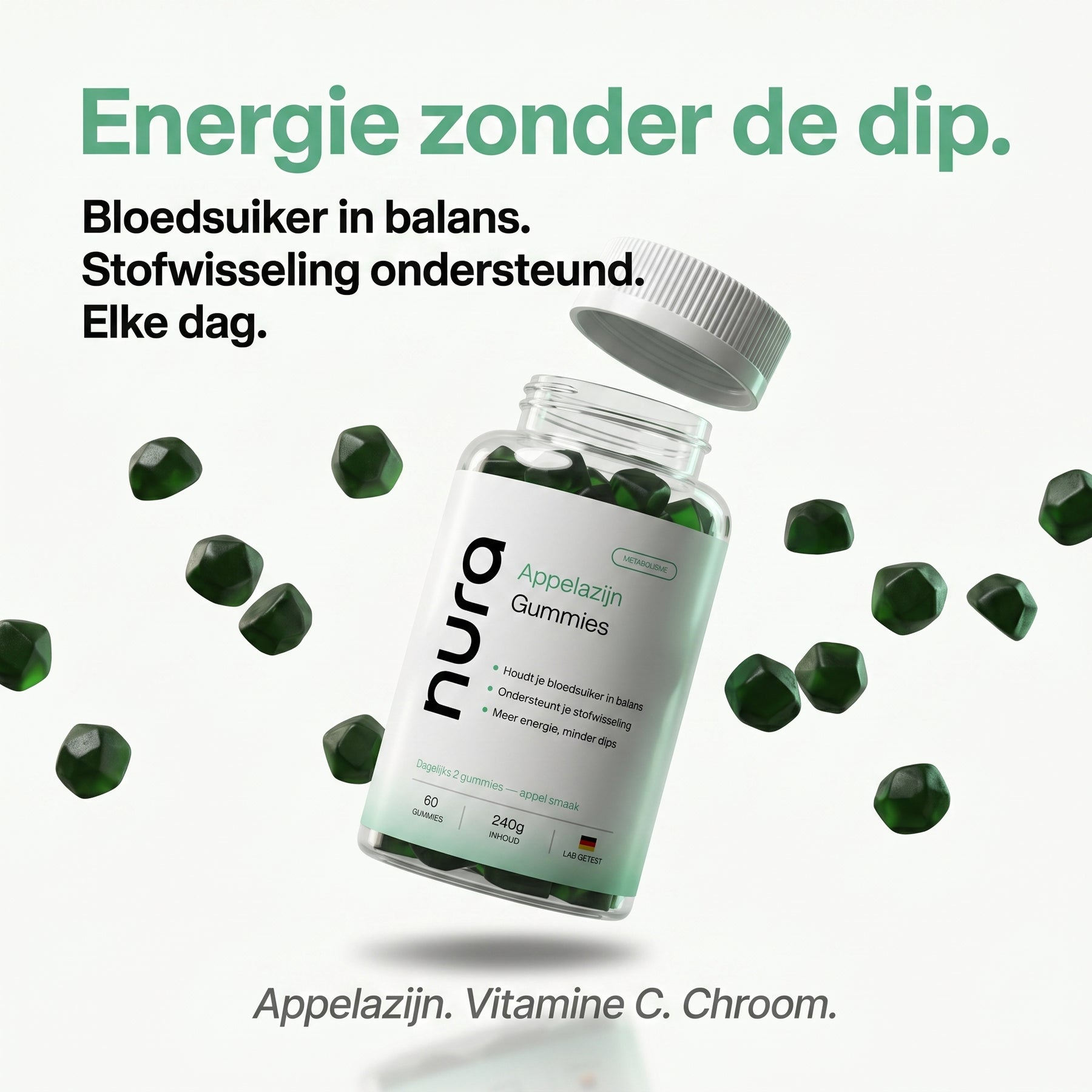 Nura Appelazijn Gummies - Appelsmaak - 60 Gummies