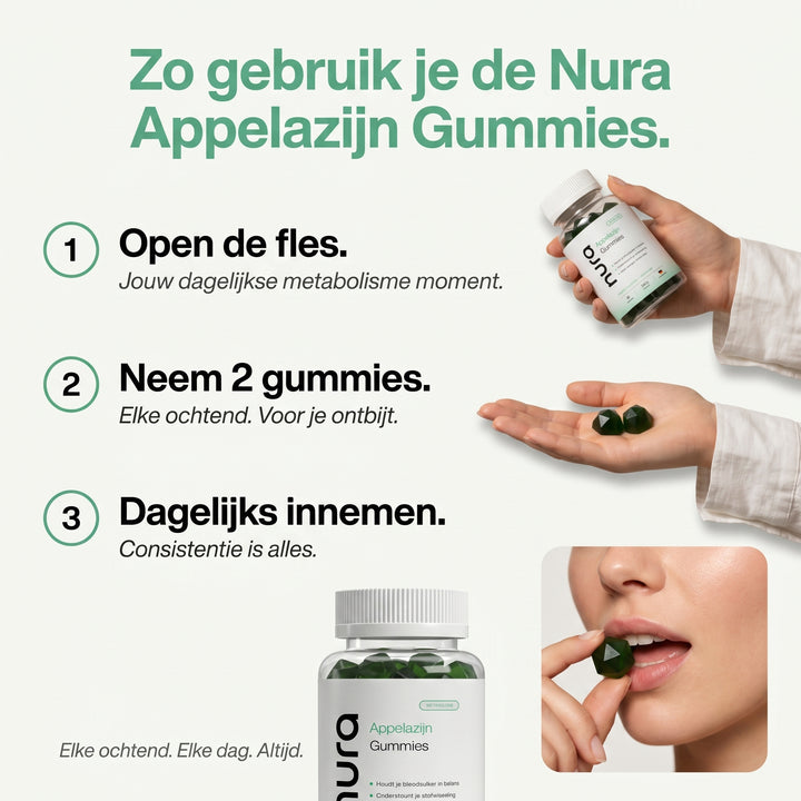Nura Apple Cider Vinegar + C + B6 + Chromium Gummies - 60 pcs