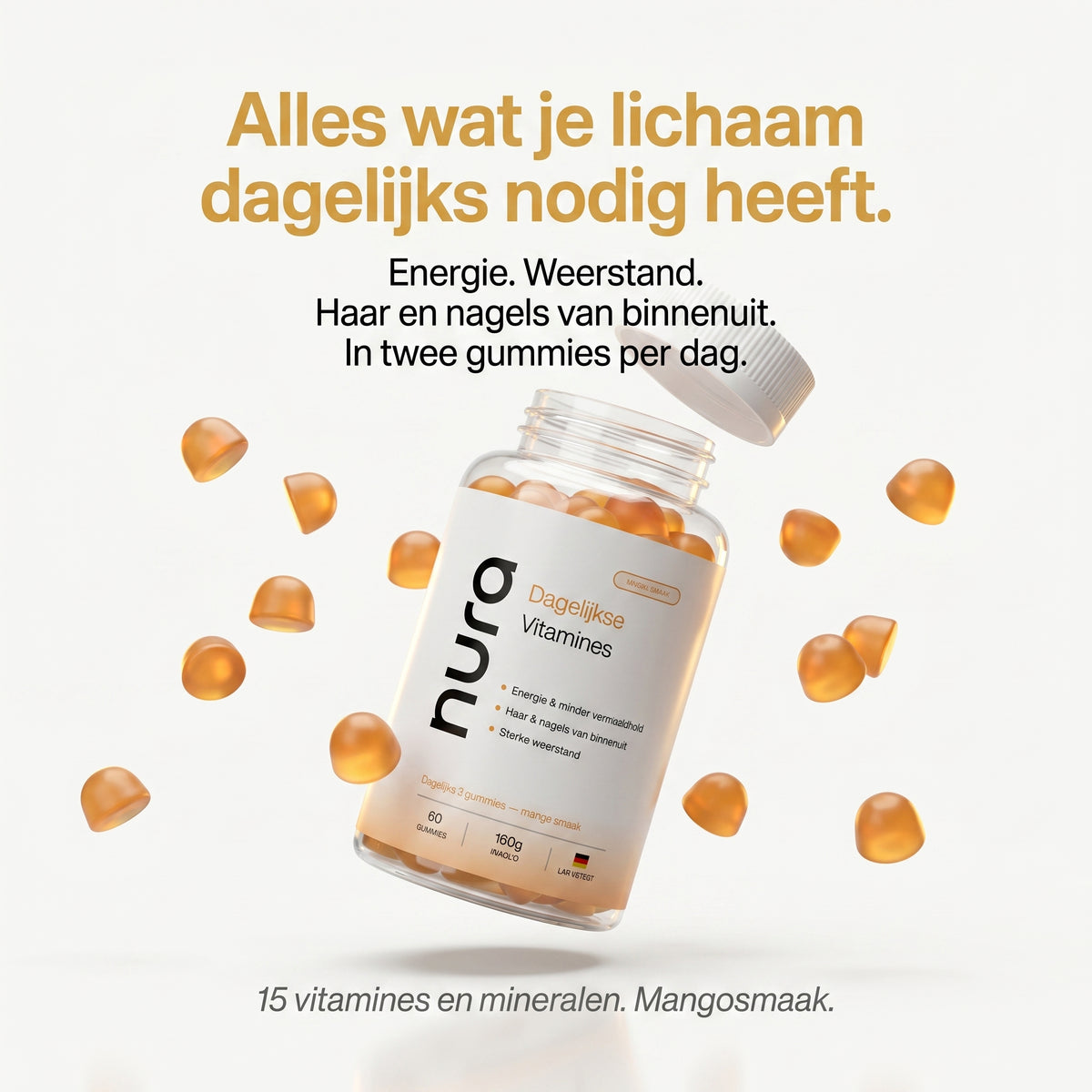 Nura Dagelijkse Vitamines - Mangosmaak - 60 Gummies