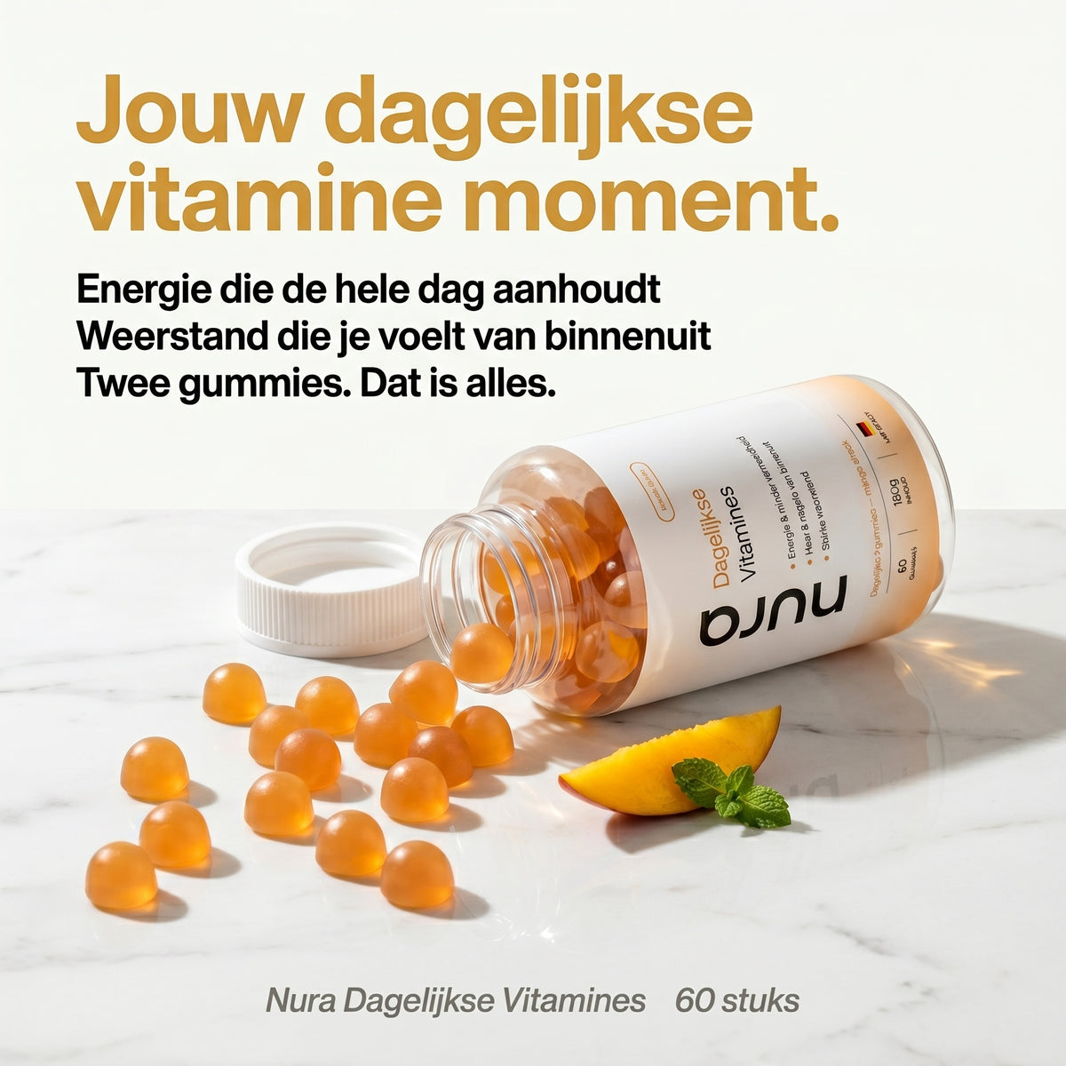 Nura Dagelijkse Vitamines - Mangosmaak - 60 Gummies