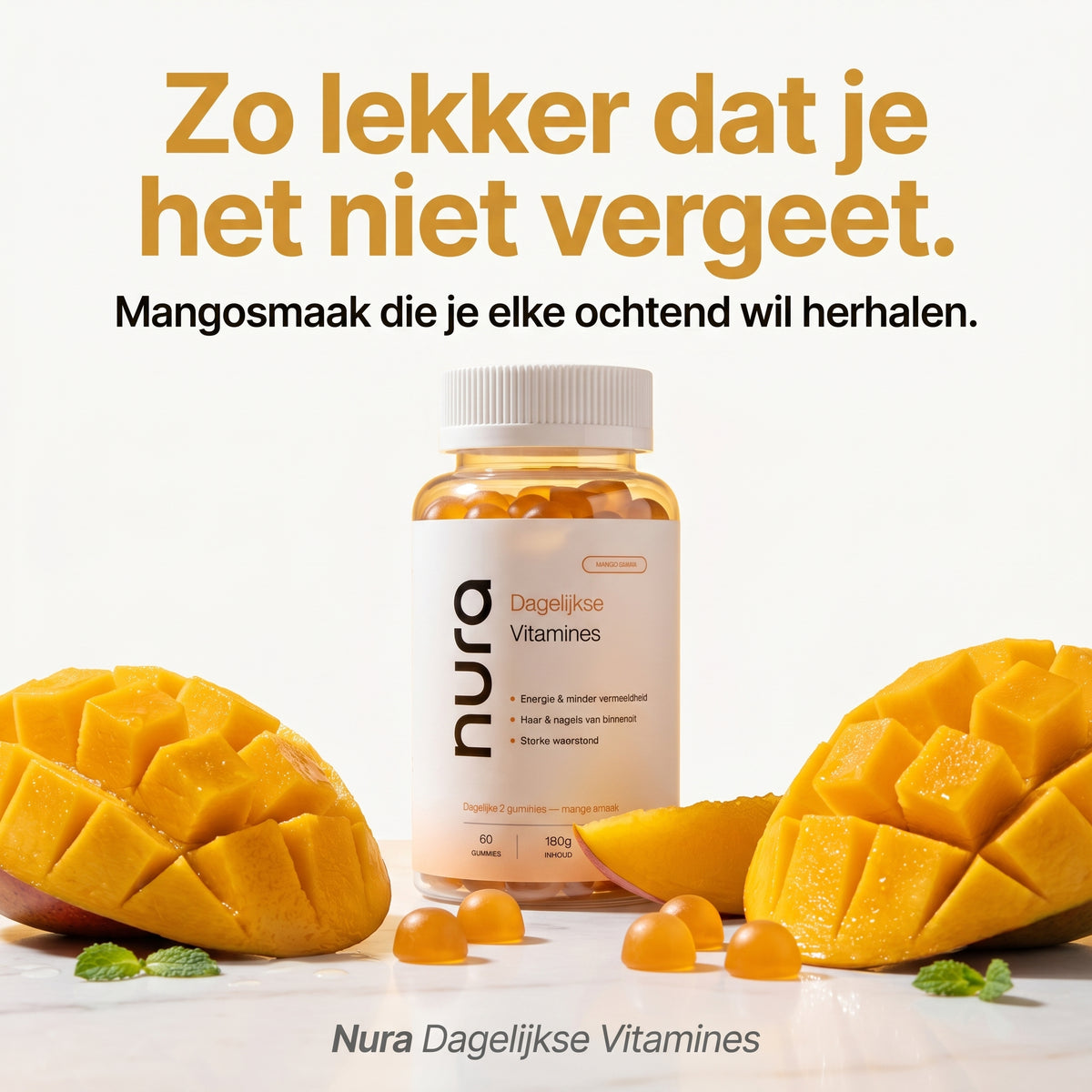 Nura Dagelijkse Vitamines - Mangosmaak - 60 Gummies