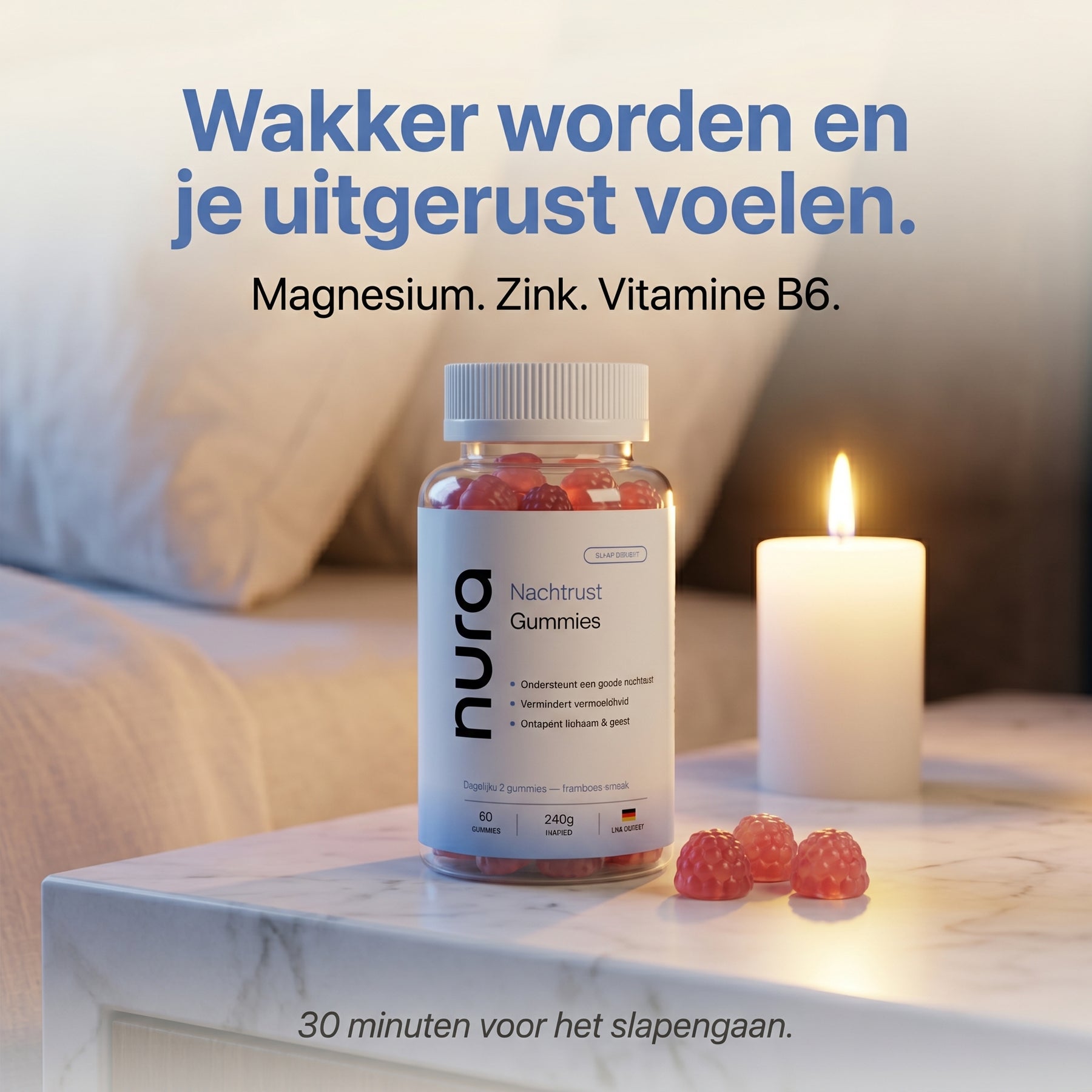 Nura Nachtrust Gummies - Frambozensmaak - 60 Gummies
