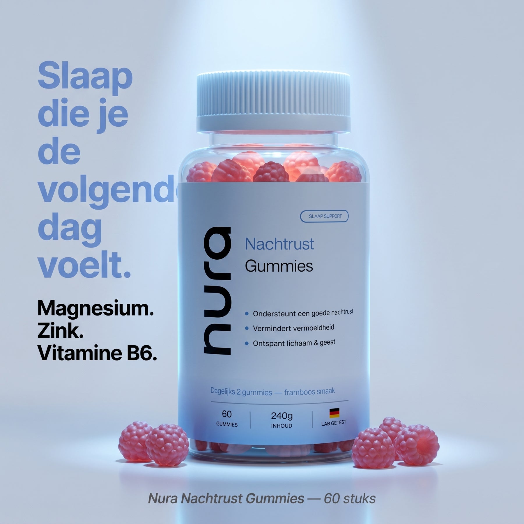 Nura Nachtrust Gummies - Frambozensmaak - 60 Gummies