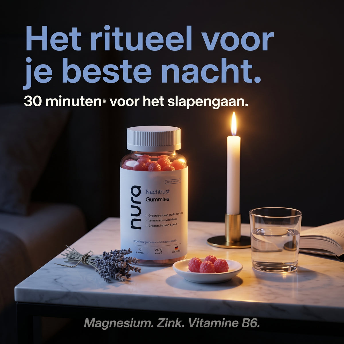 Nura Nachtrust Gummies - Frambozensmaak - 60 Gummies