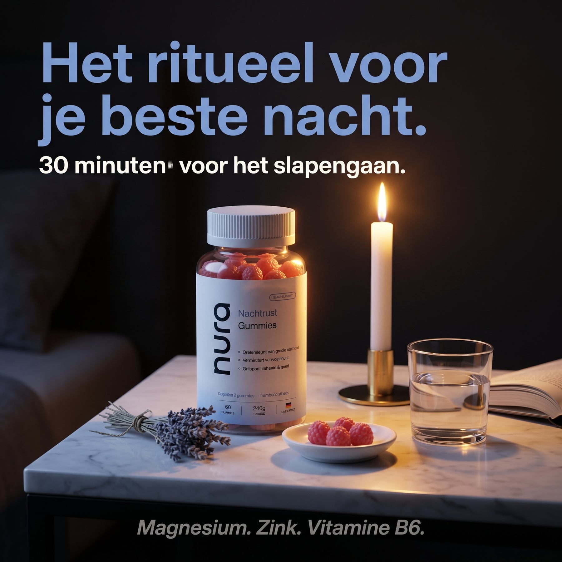 Nura Nachtrust Gummies - Frambozensmaak - 60 Gummies