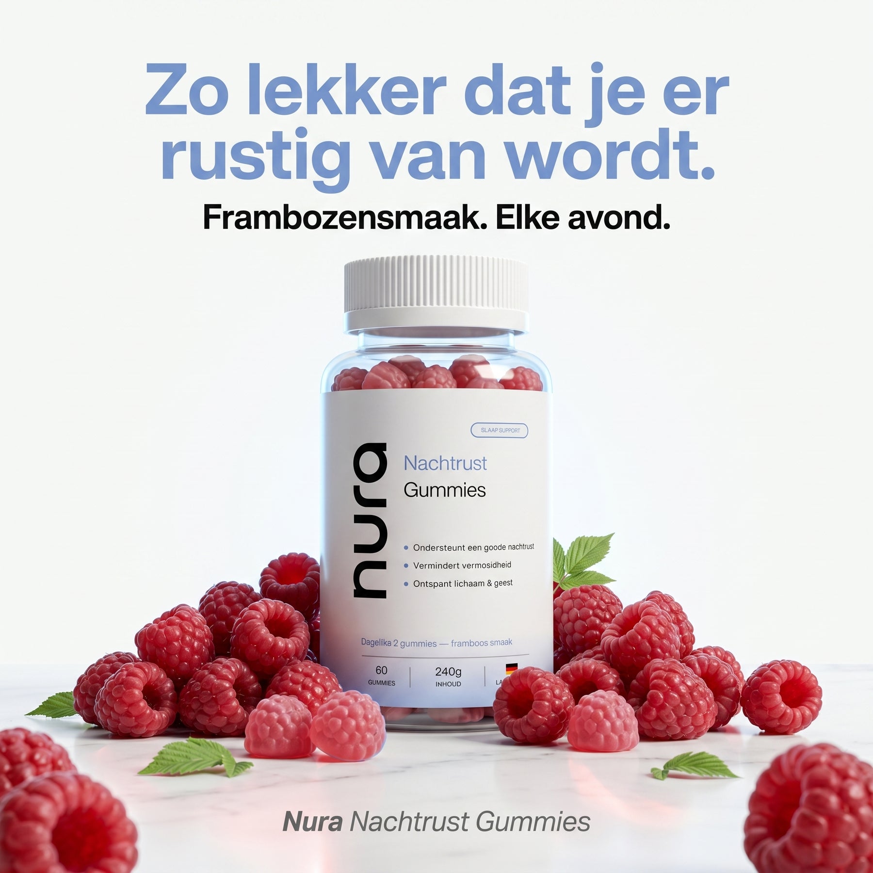 Nura Nachtrust Gummies - Frambozensmaak - 60 Gummies