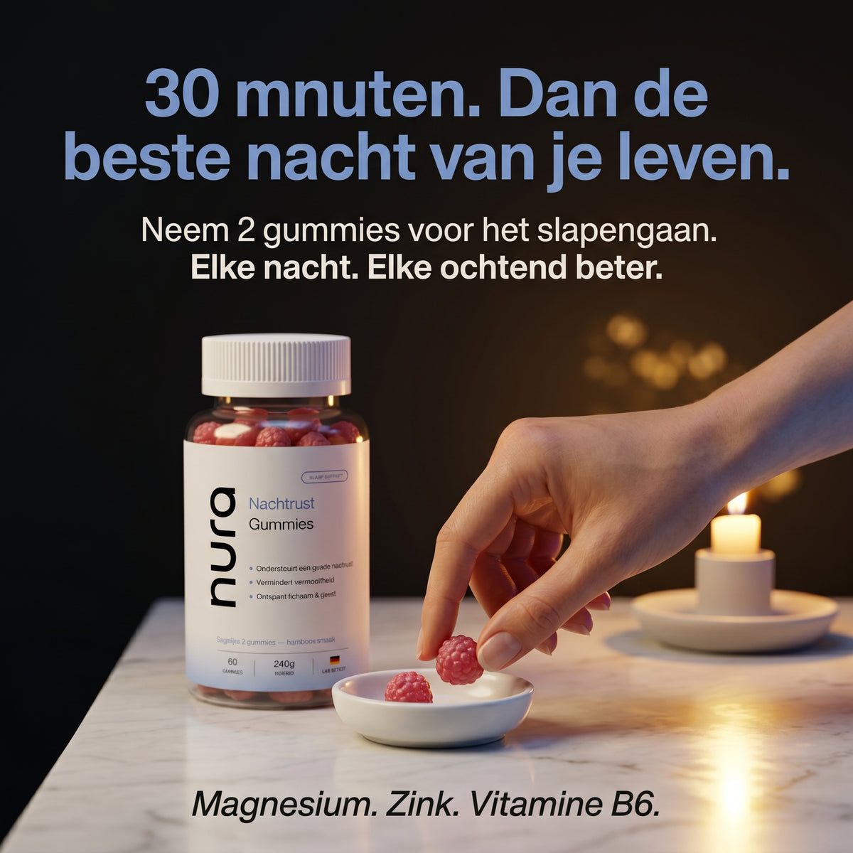 Nura Nachtrust Gummies - Frambozensmaak - 60 Gummies