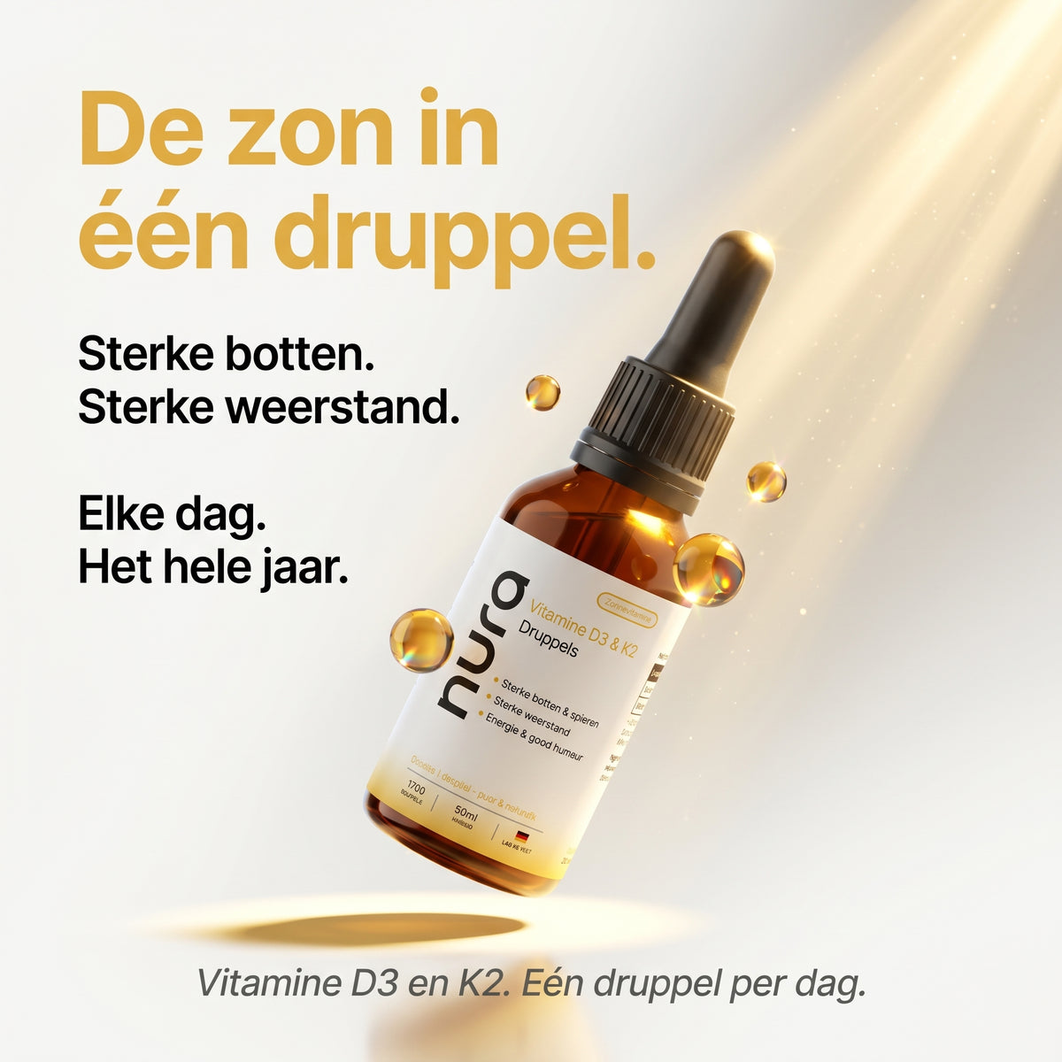 Nura Vitamine D3 & K2 Druppels - Puur & Natuurlijk - 50ml