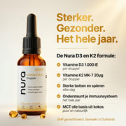Nura Vitamine D3 & K2 Druppels - Puur & Natuurlijk - 50ml