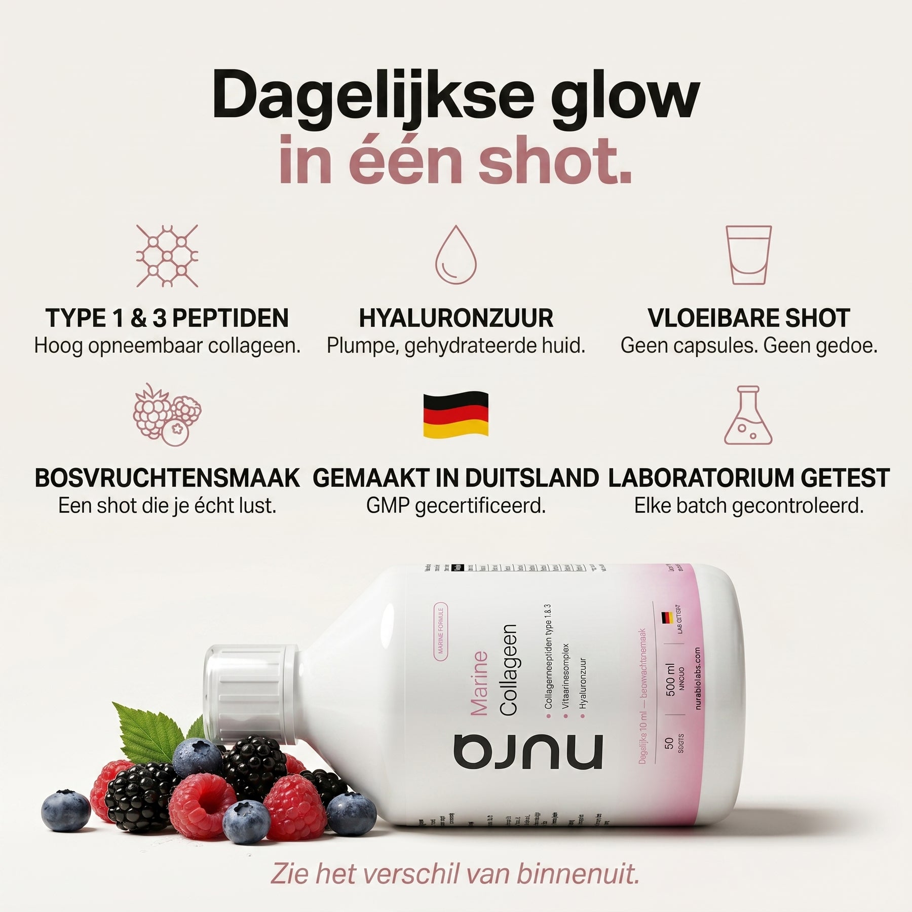Nura Marine Collageen Shots - Bosvruchtensmaak - 500ml
