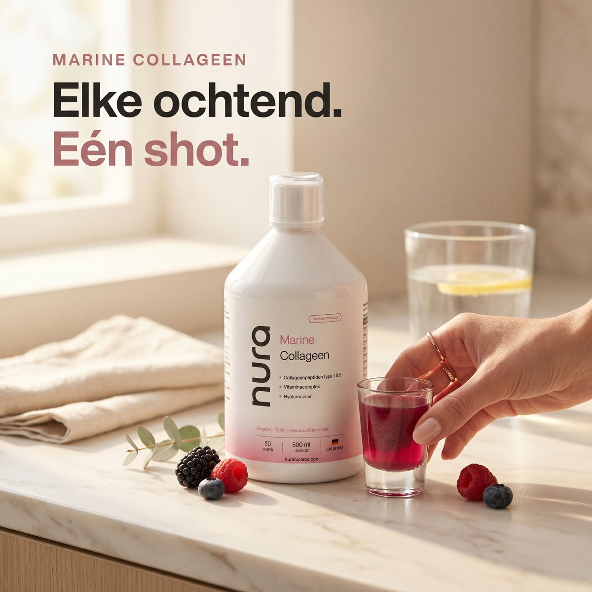 Nura Marine Collageen Shots - Bosvruchtensmaak - 500ml